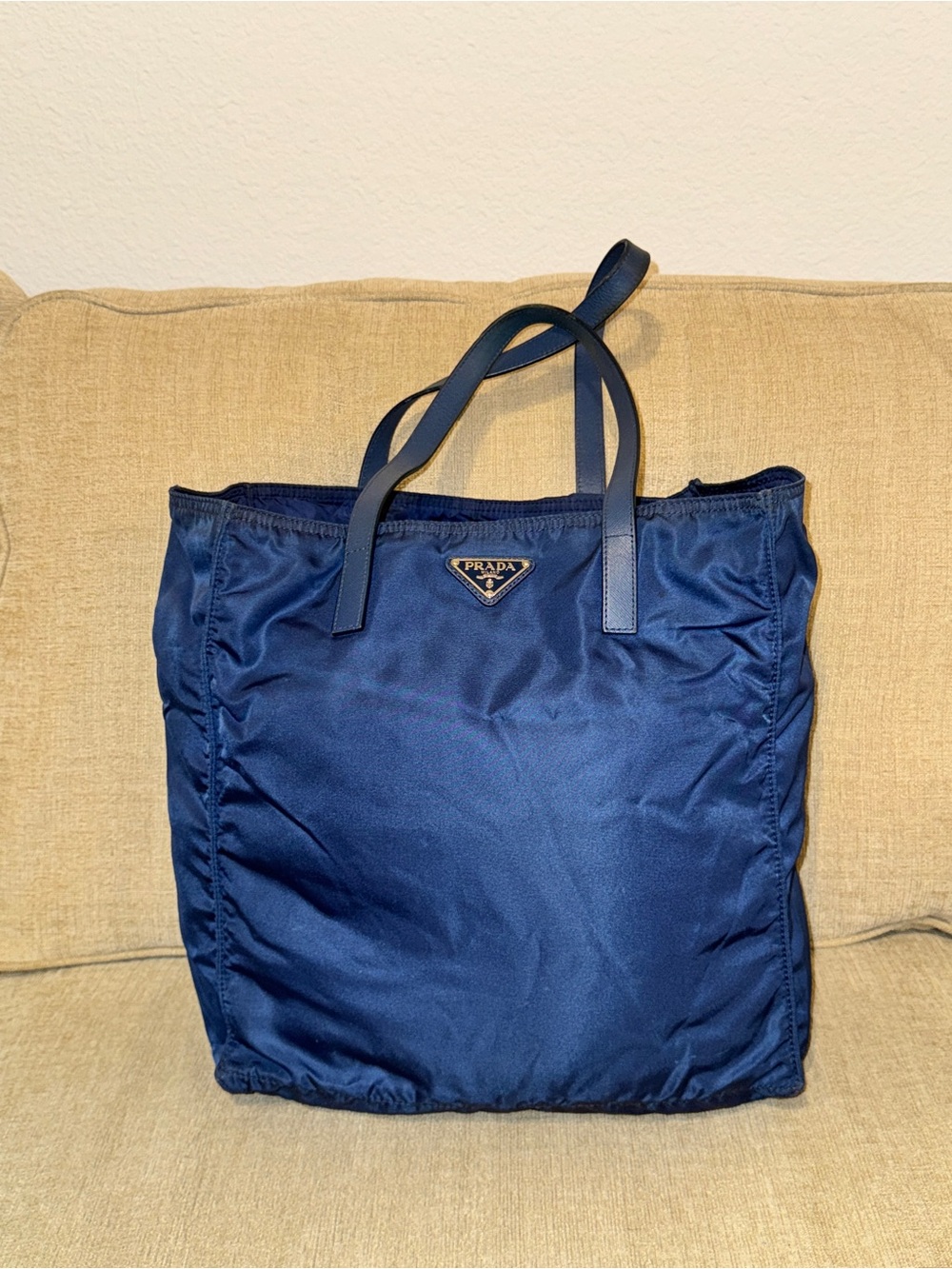 Prada Navy Blue Nylon Tote Bag